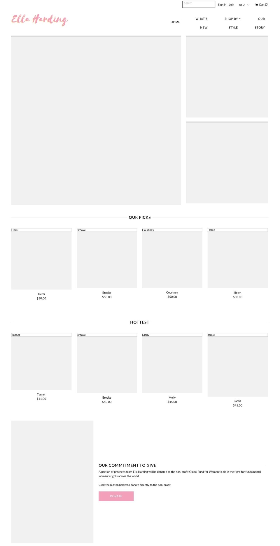 ellaharding.com — Shopify storefront screenshot