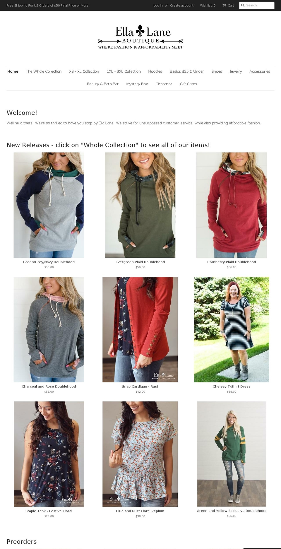 ellalane.com shopify website screenshot