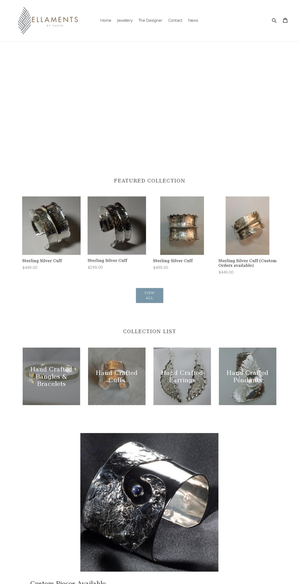 ellamentsjewellery.com — Shopify storefront screenshot