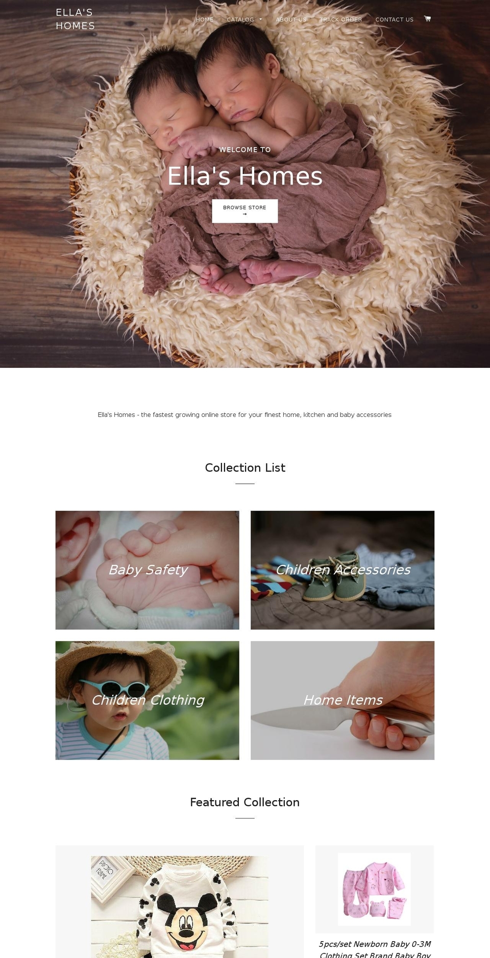 ellashomes.com shopify website screenshot