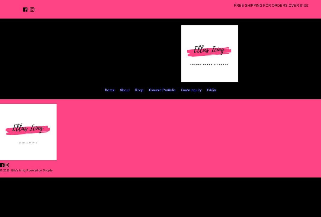 ellasicing.com shopify website screenshot