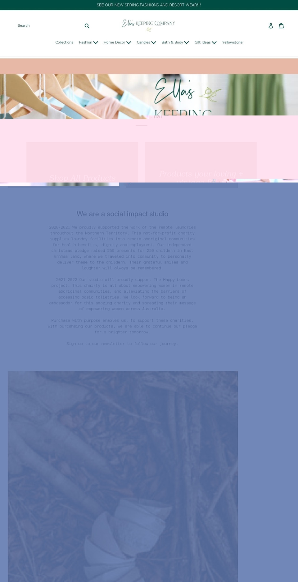 ellaskeepingcompany.com shopify website screenshot