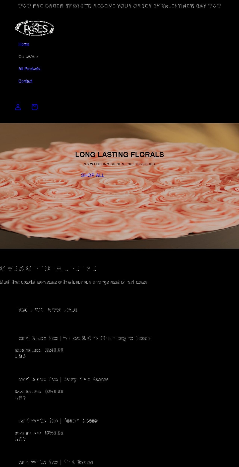 ellasroses.com shopify website screenshot