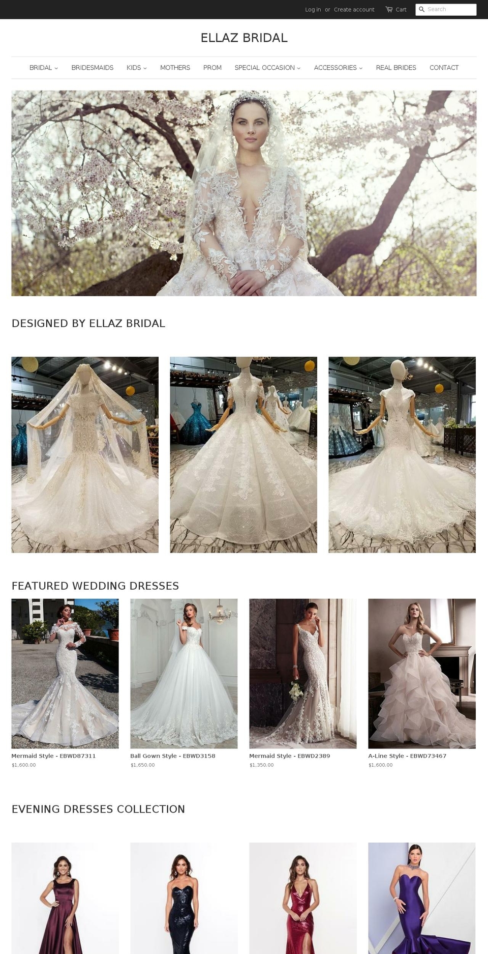 ellazbridal.com — Shopify storefront screenshot