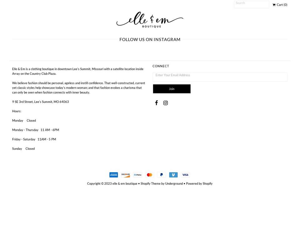 elleandemboutique.com — Shopify storefront screenshot