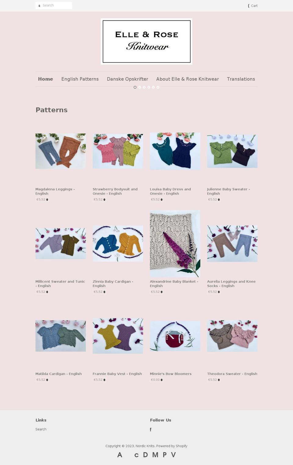 elleandroseknitwear.com — Shopify storefront screenshot