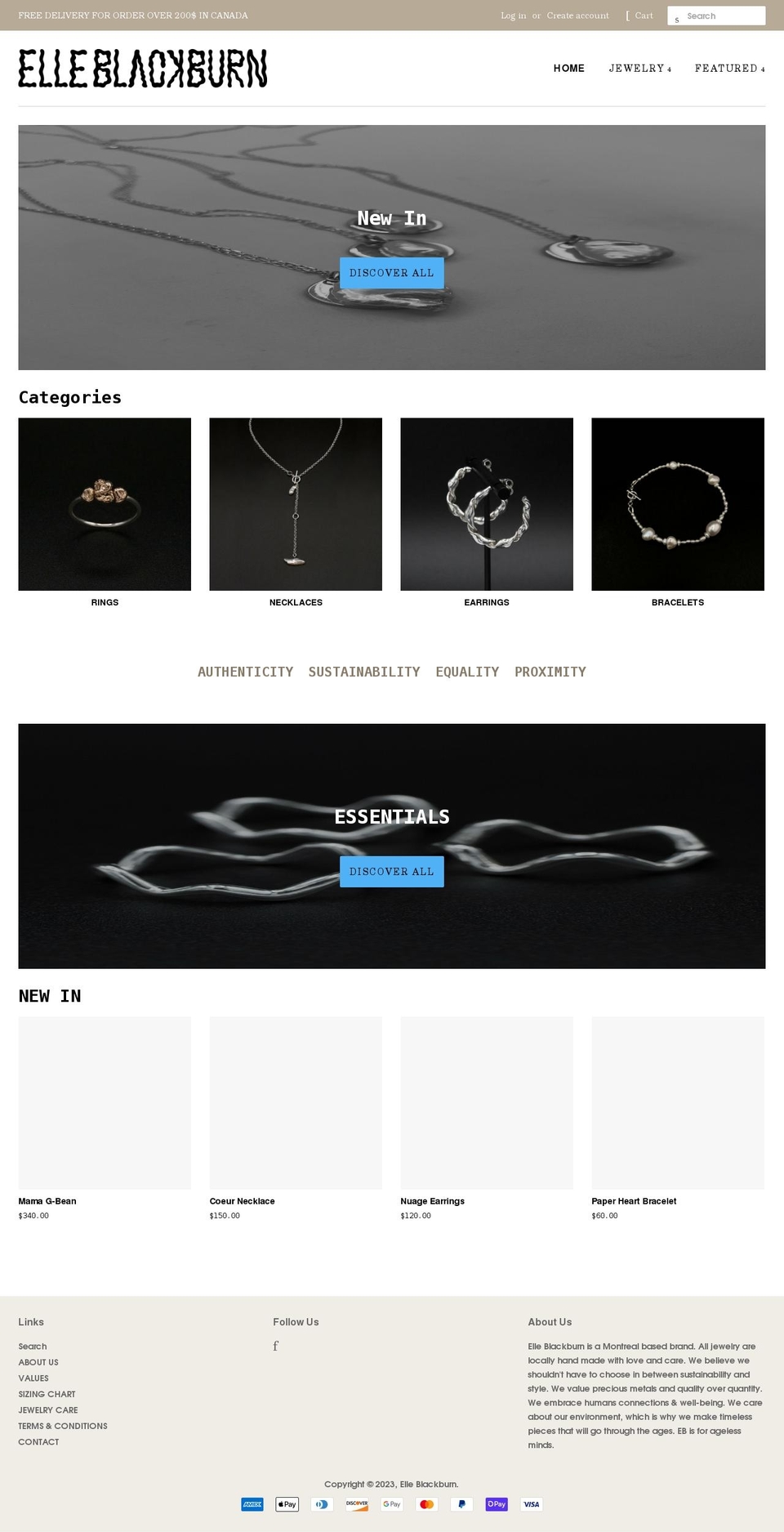 elleblackburn.com shopify website screenshot