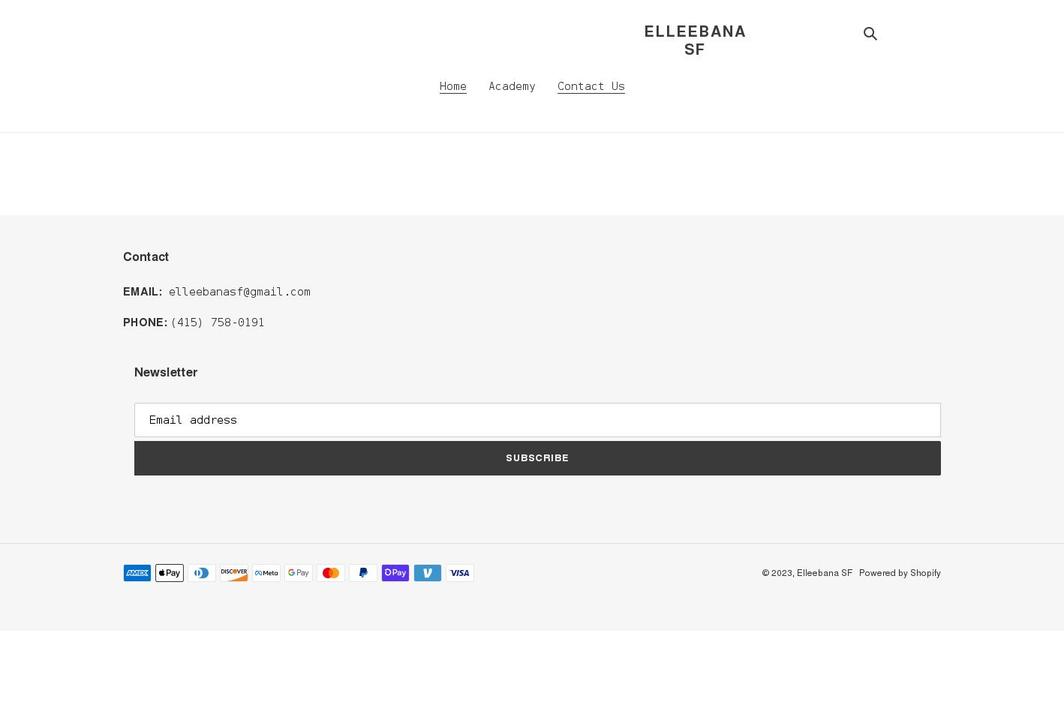 elleebanasf.com shopify website screenshot