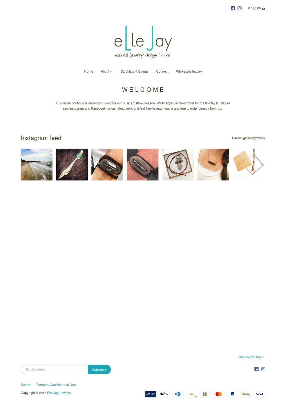 ellejayjewelry.com — Shopify storefront screenshot