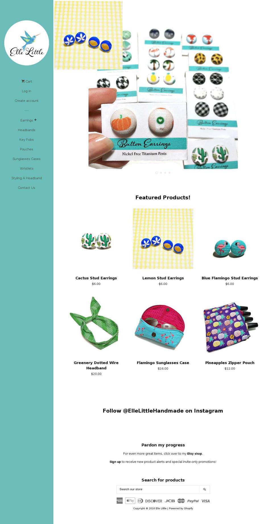 ellelittlehandmade.com — Shopify storefront screenshot