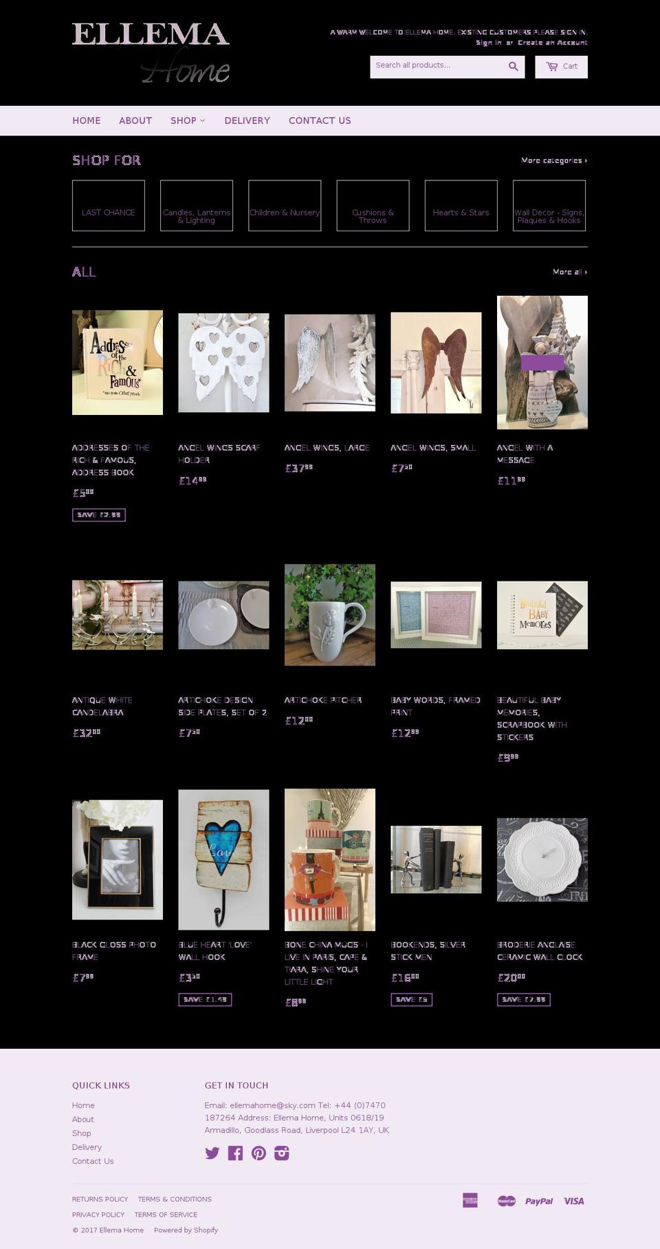 ellemahome.com shopify website screenshot