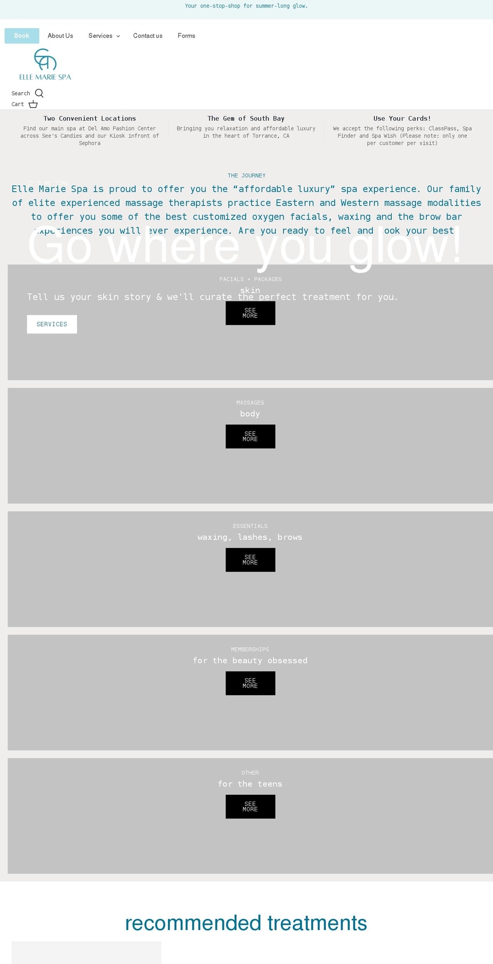 ellemariespa.com shopify website screenshot