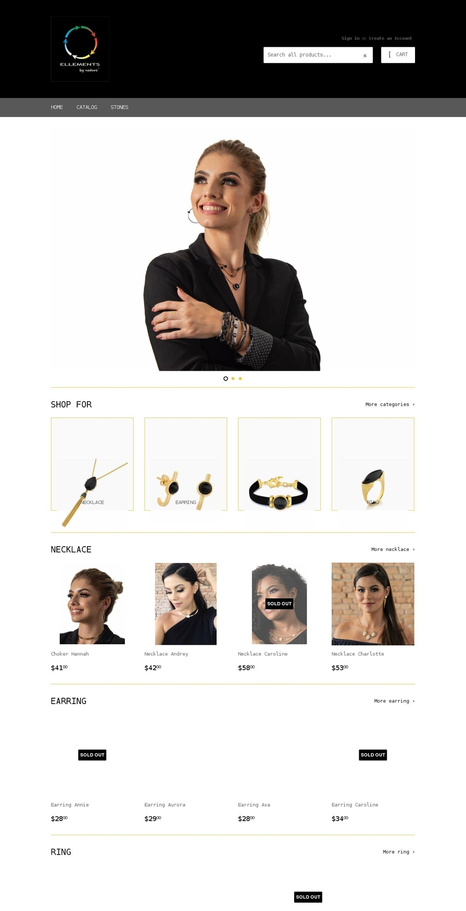 ellementsbynature.com shopify website screenshot