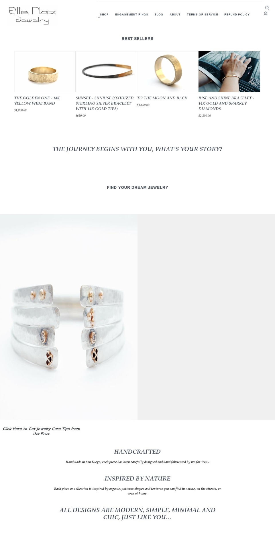ellenazjewelry.com shopify website screenshot