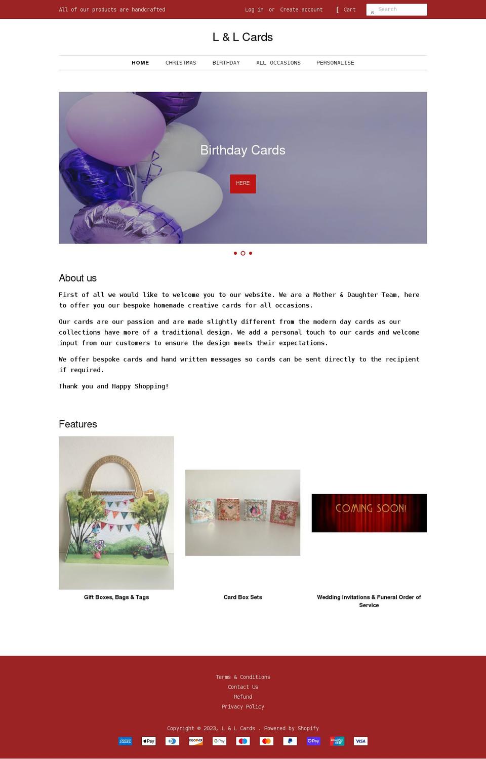 ellenelle-cards.co.uk shopify website screenshot