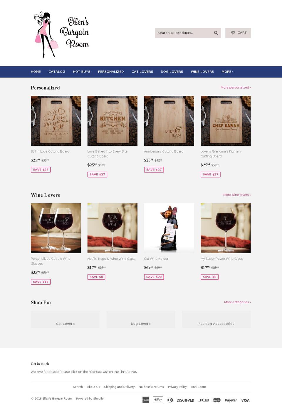 ellens-bargain-room.com — Shopify storefront screenshot