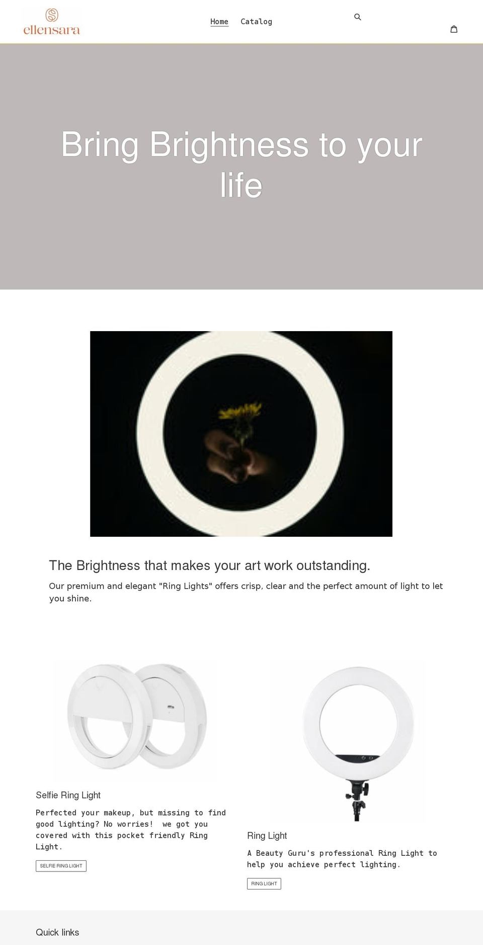 ellensara.com shopify website screenshot