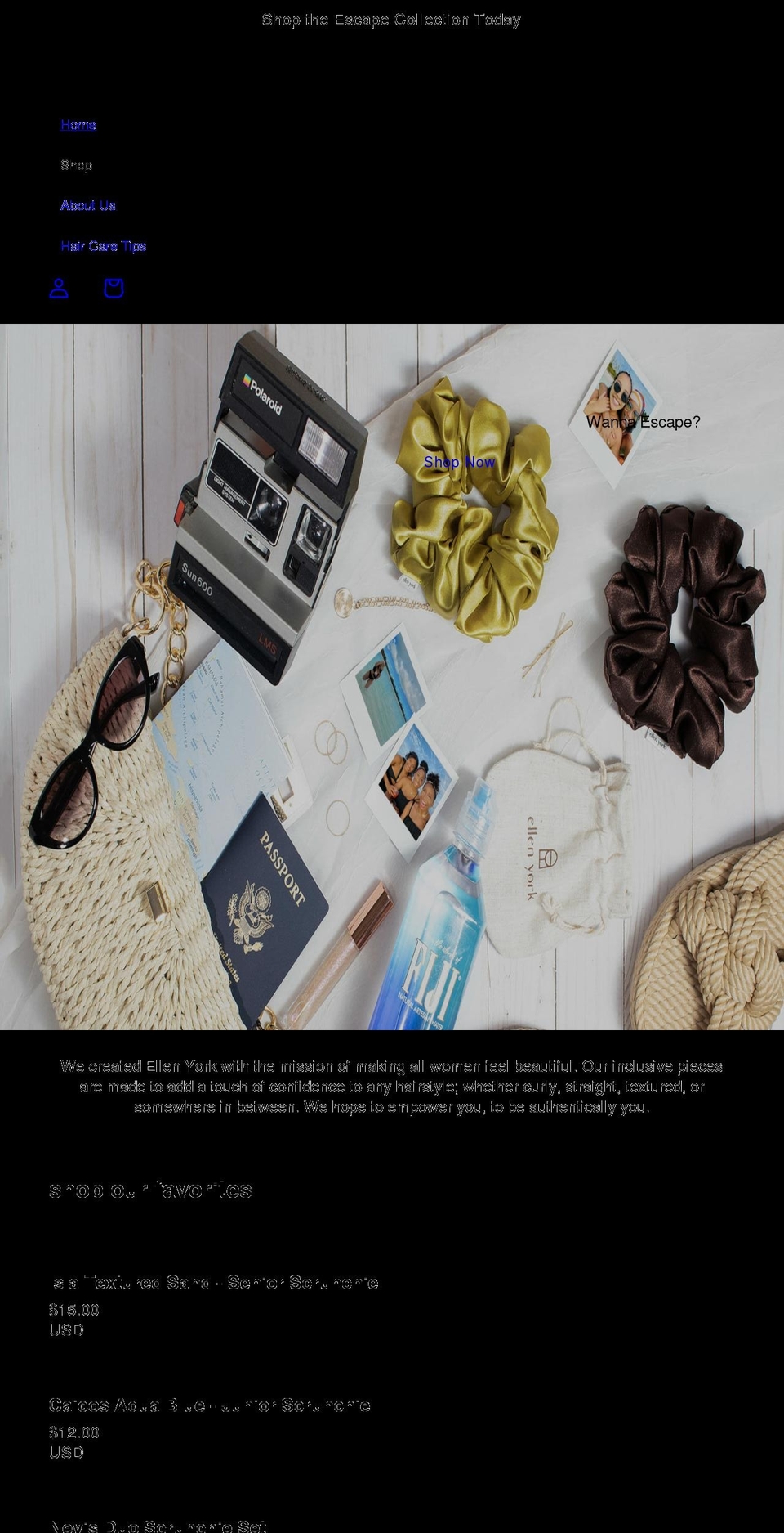 ellenyork.com shopify website screenshot