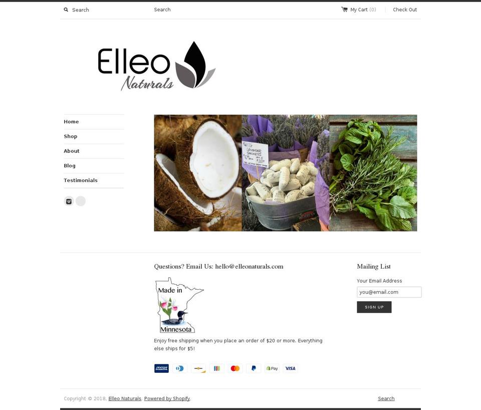 elleonaturals.com — Shopify storefront screenshot