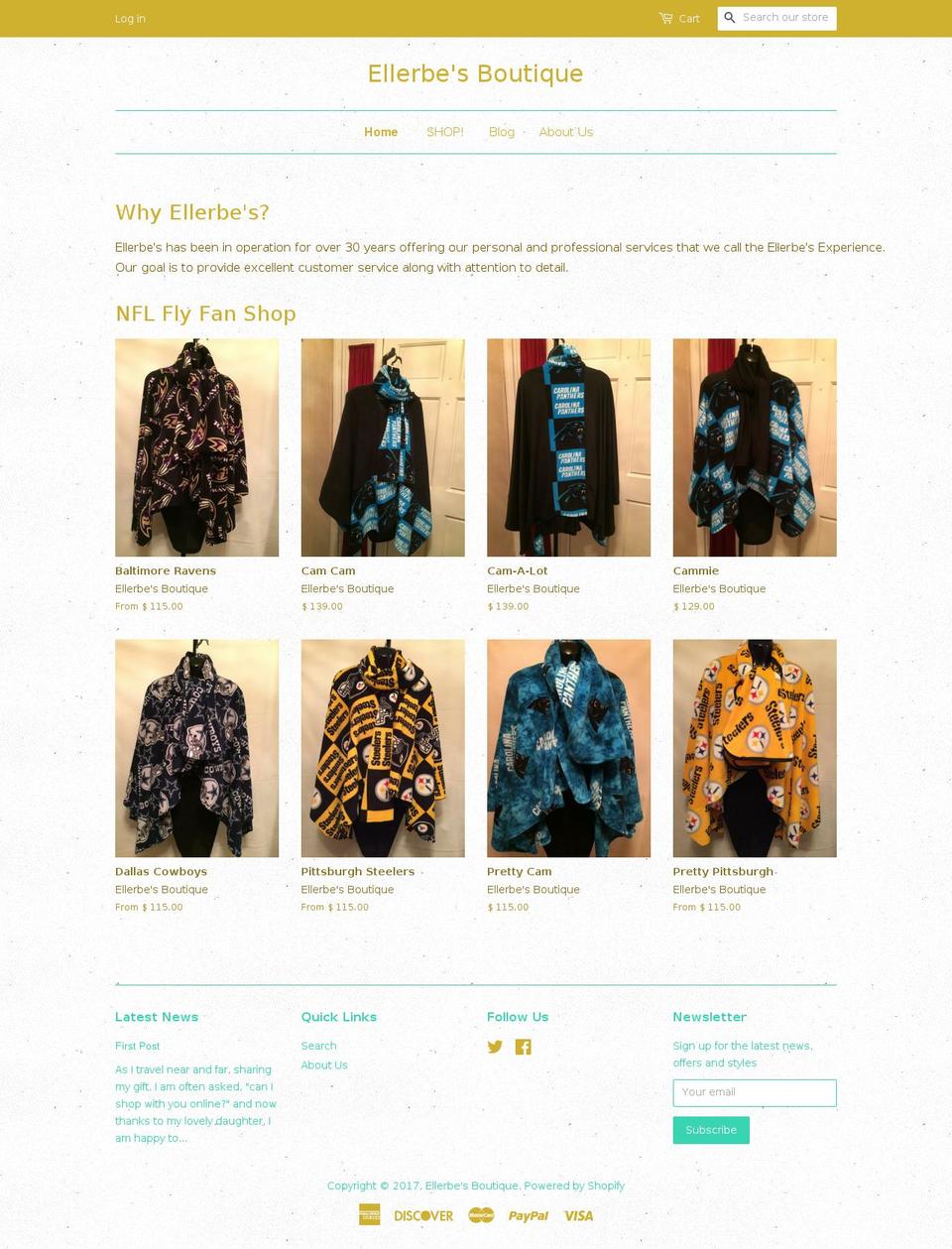 ellerbesboutique.com shopify website screenshot