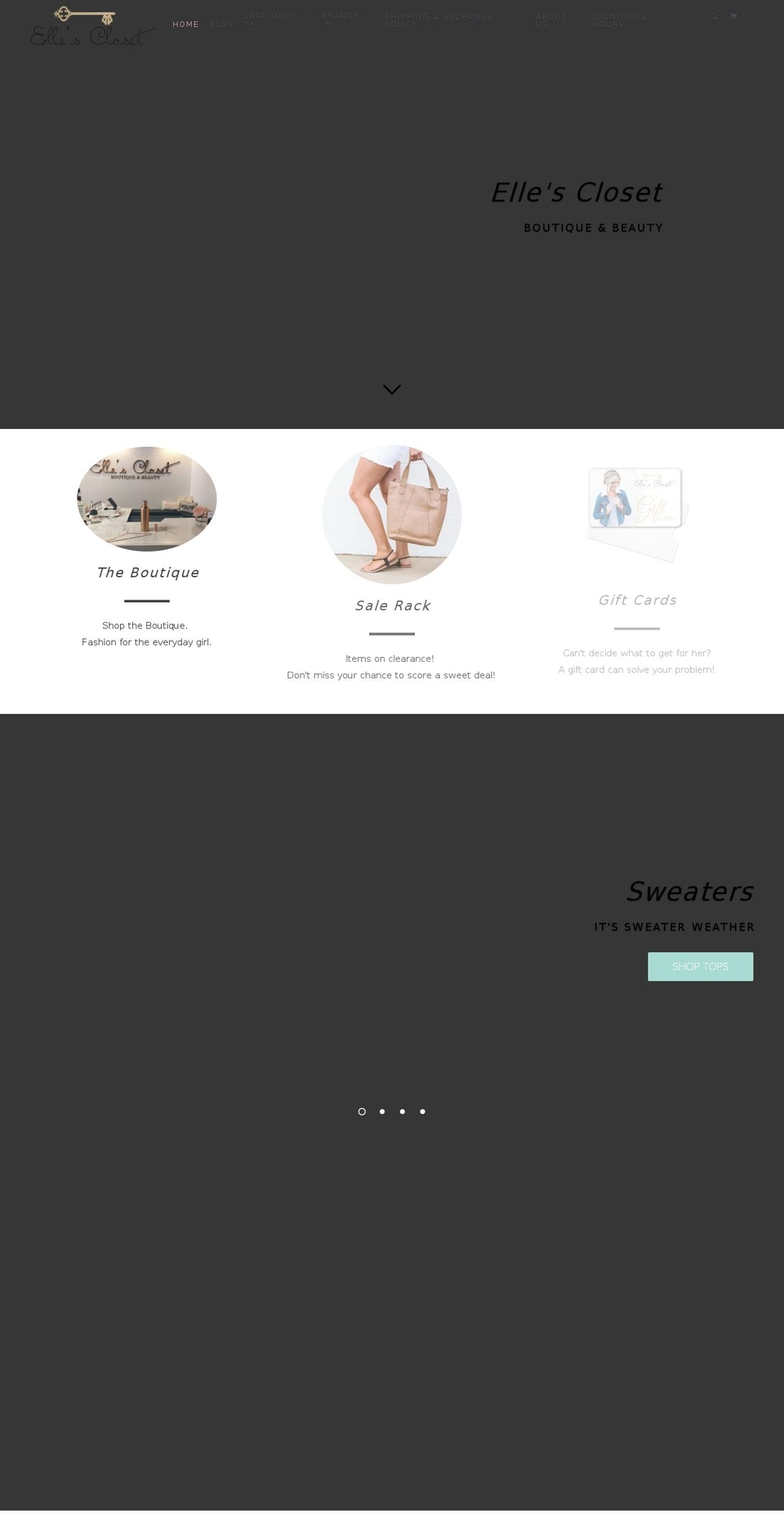 ellesclosetboutique.ca shopify website screenshot