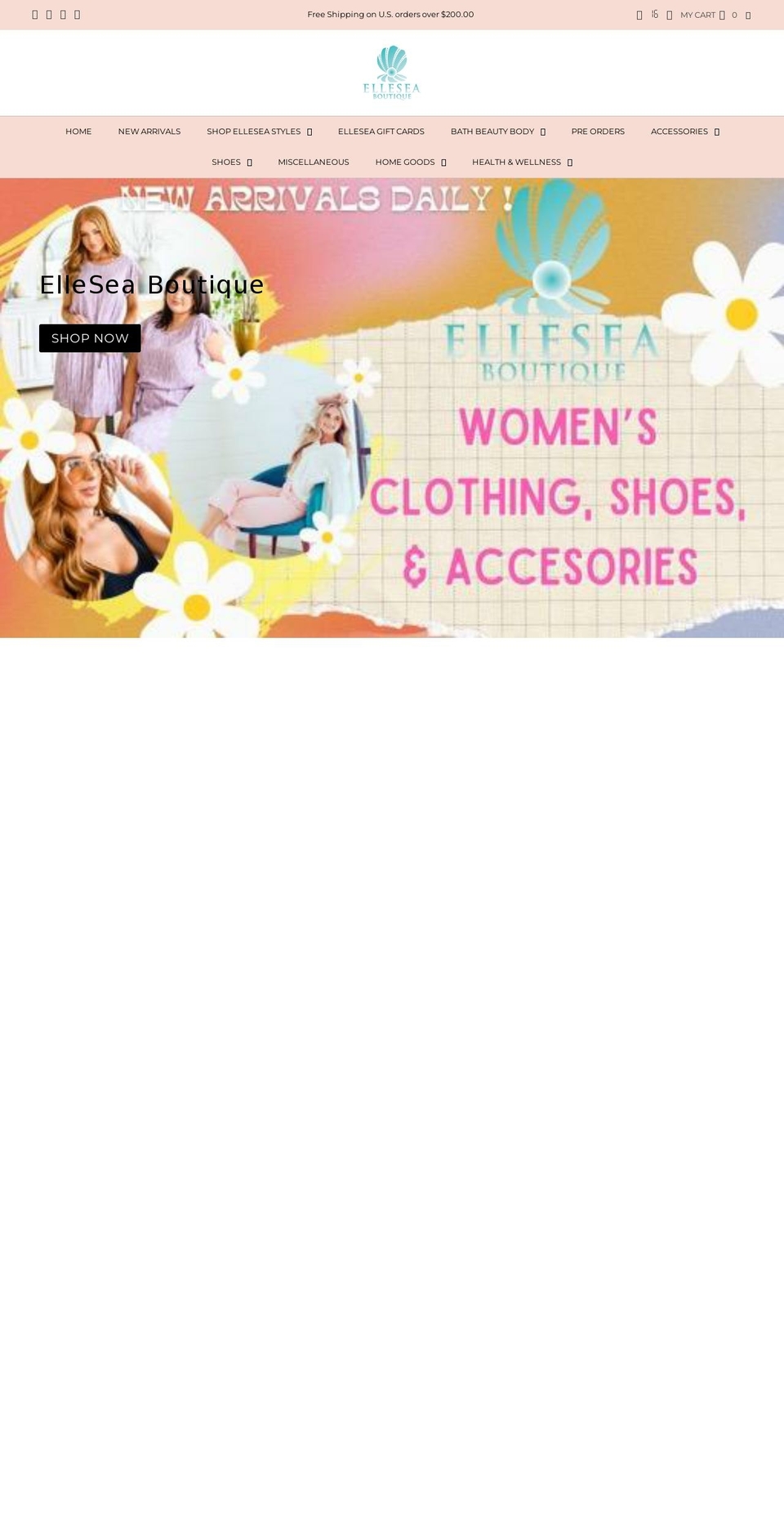 elleseaboutique.com shopify website screenshot