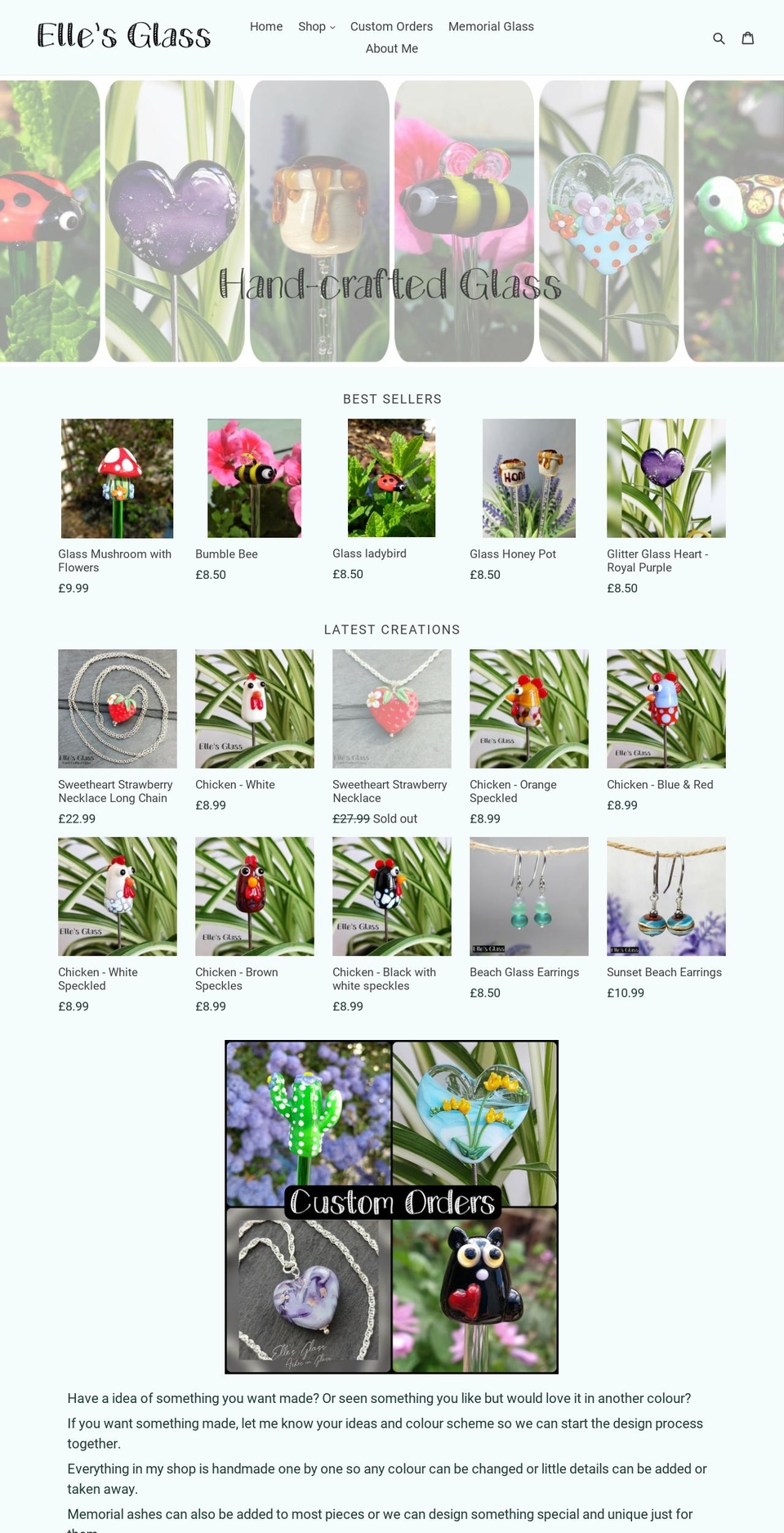 ellesglass.co.uk shopify website screenshot