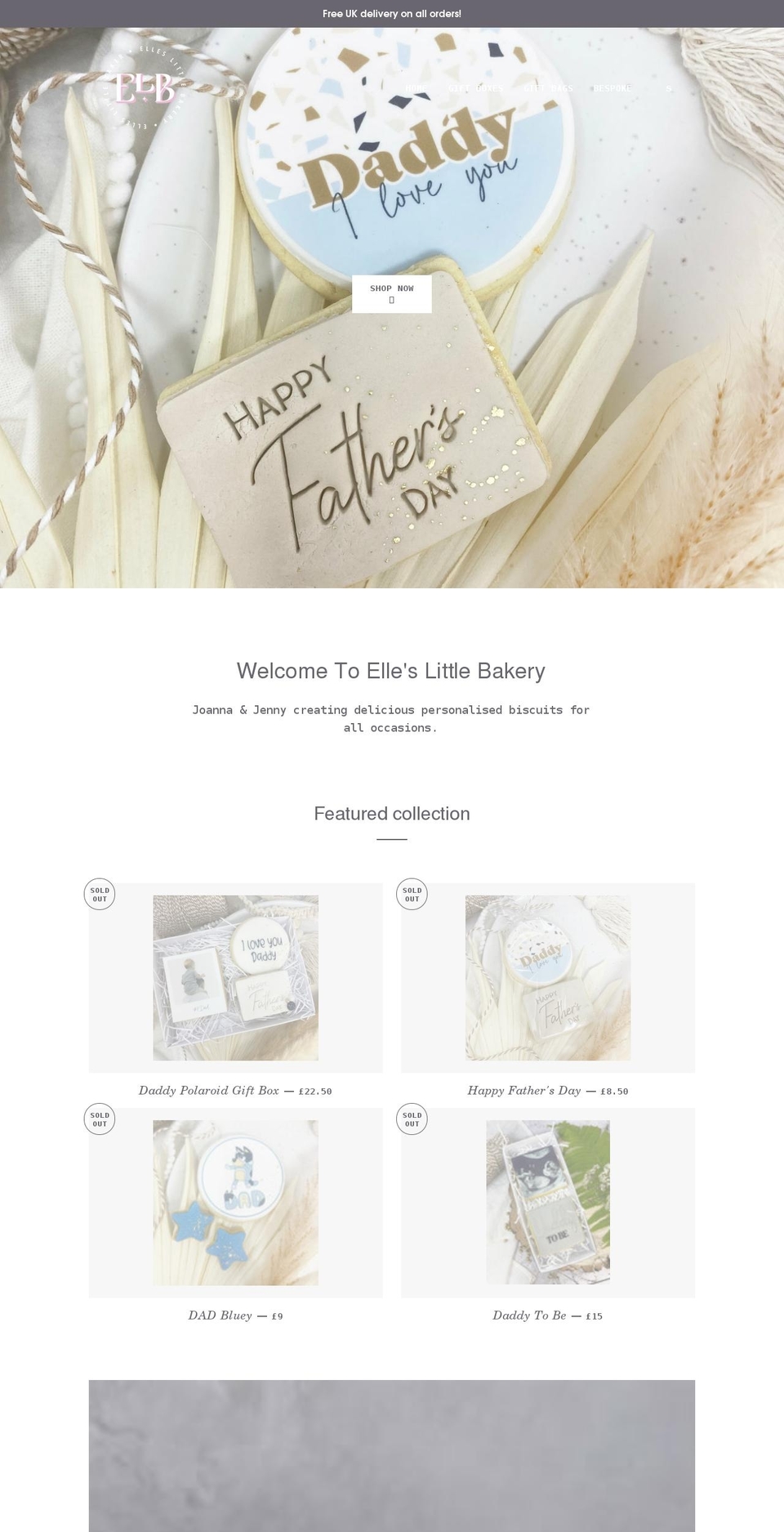 elleslittlebakery.co.uk shopify website screenshot