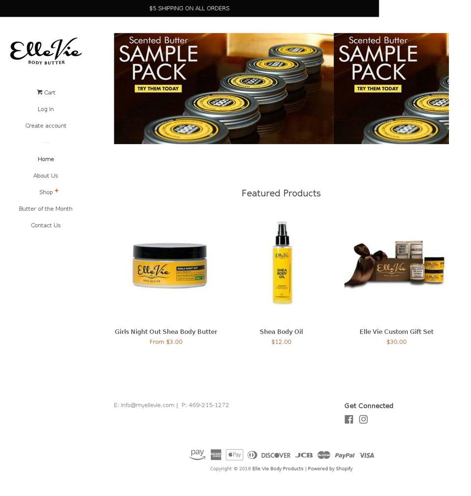 elleviebody.com — Shopify storefront screenshot