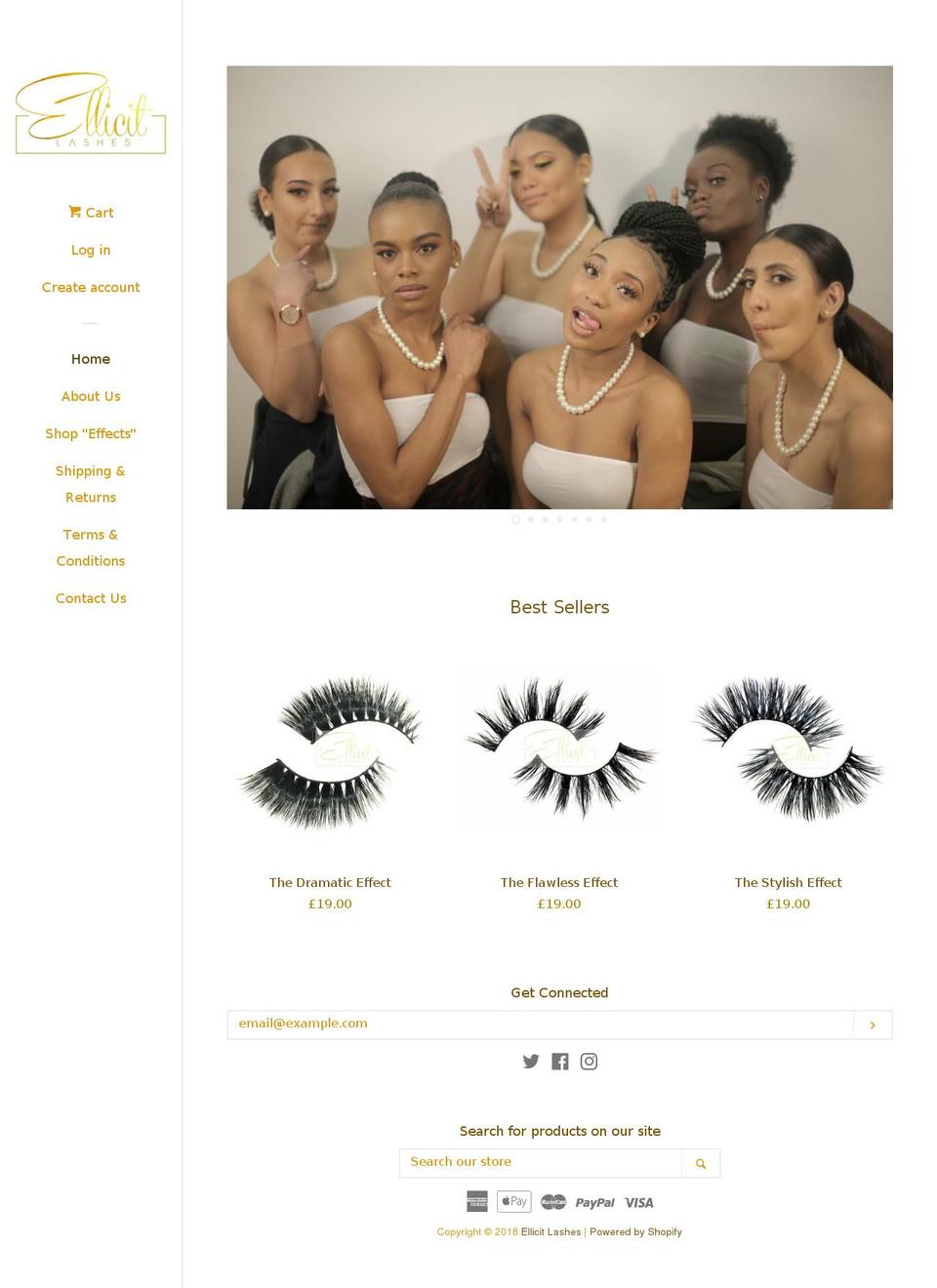 ellicitlashes.com — Shopify storefront screenshot