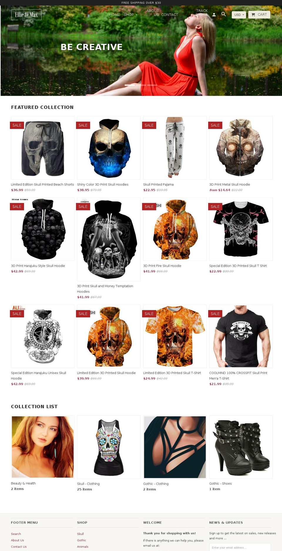 ellieandmax.com — Shopify storefront screenshot