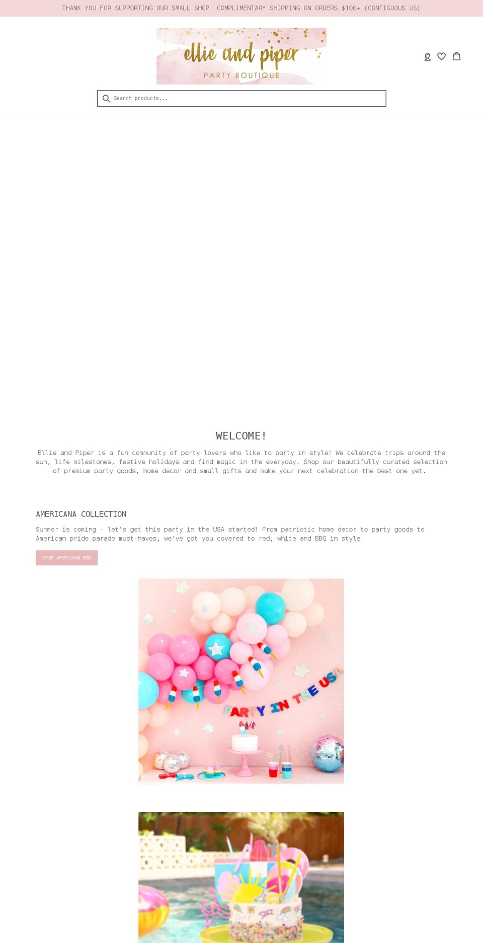 ellieandpiper.com shopify website screenshot