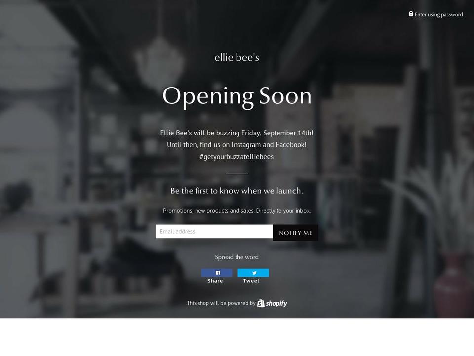 elliebeesbuzz.com — Shopify storefront screenshot