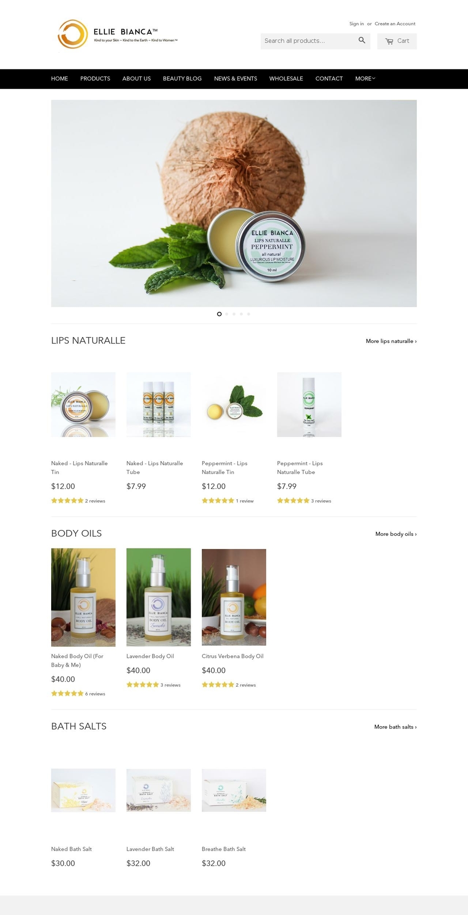 elliebianca.com shopify website screenshot