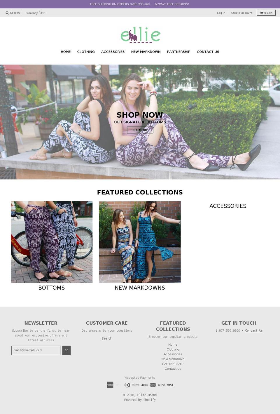 elliebrand.com — Shopify storefront screenshot