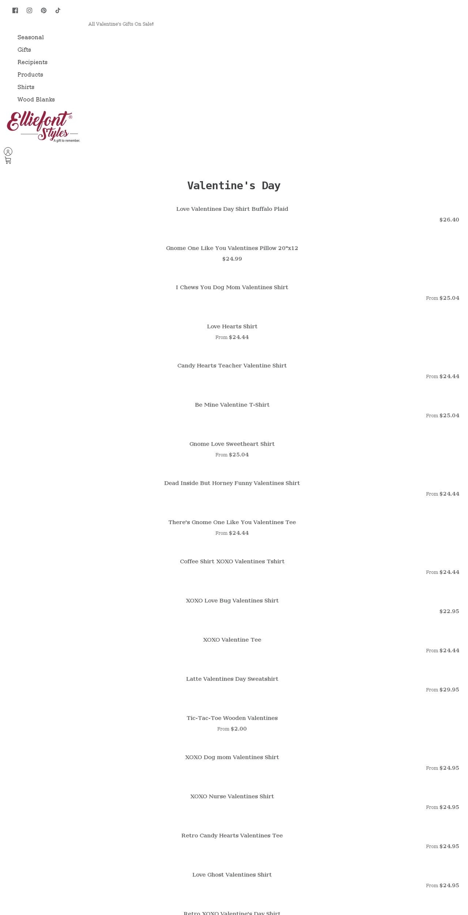 elliefontstyles.com shopify website screenshot