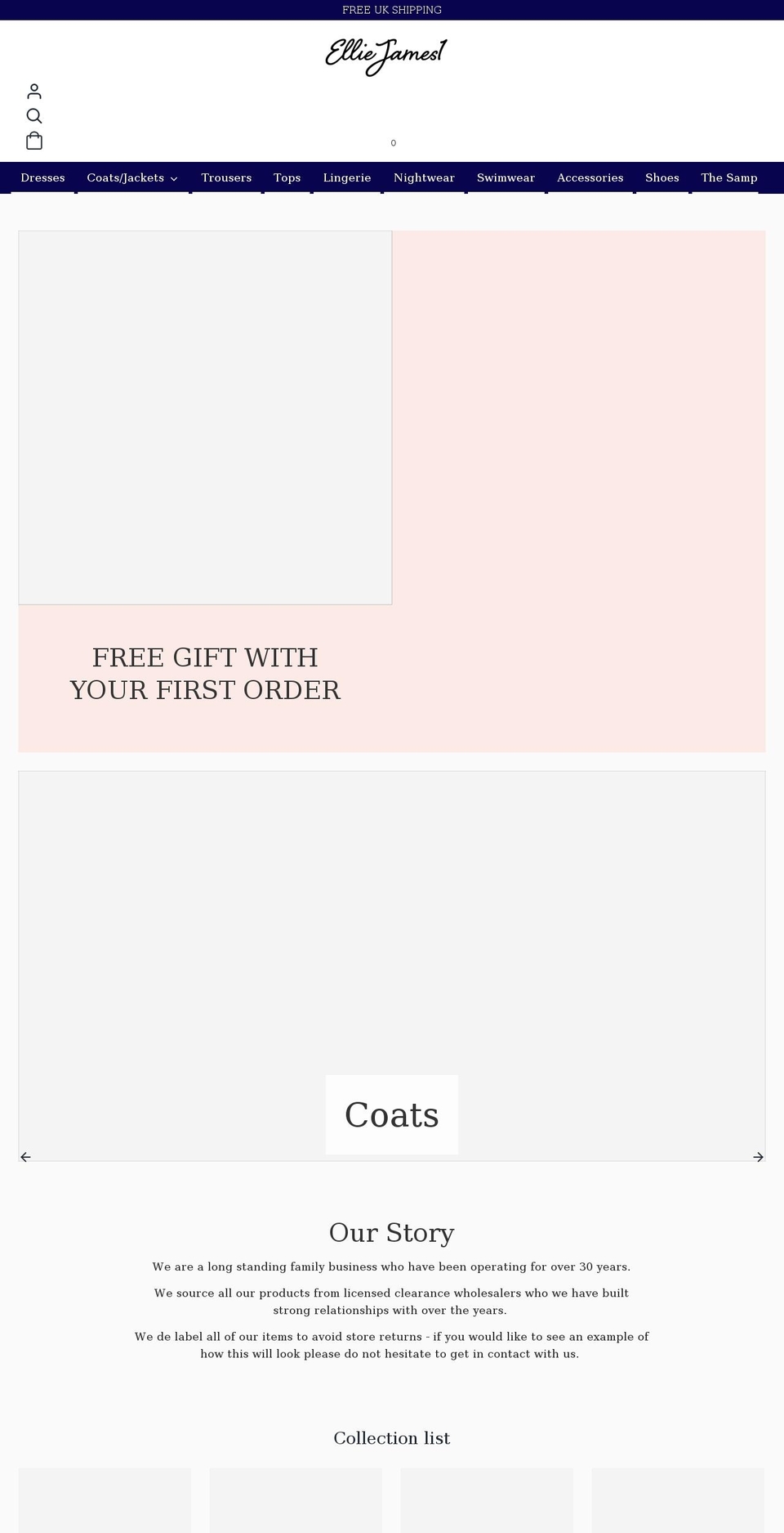 elliejames1.co.uk shopify website screenshot
