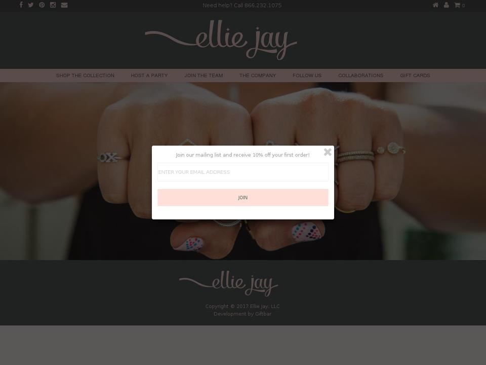 elliejayjewels.com shopify website screenshot