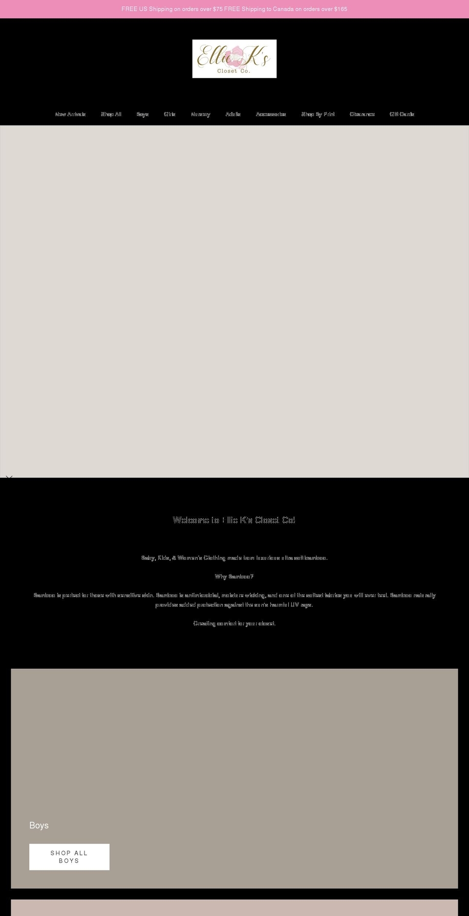 elliekscloset.com shopify website screenshot