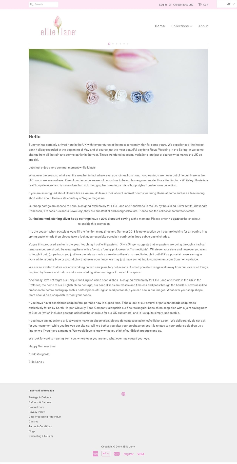 ellielane.com shopify website screenshot