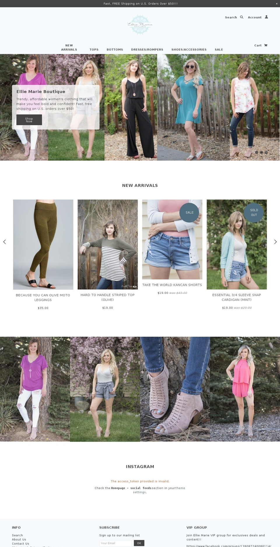 elliemarieboutique.com — Shopify storefront screenshot