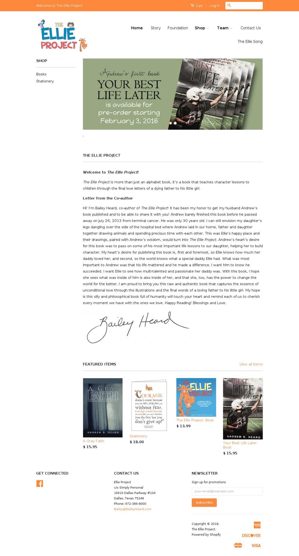 ellieproject.org shopify website screenshot