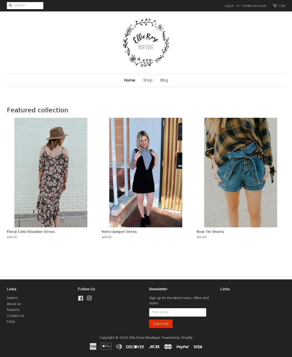 ellieroseboutique.com — Shopify storefront screenshot