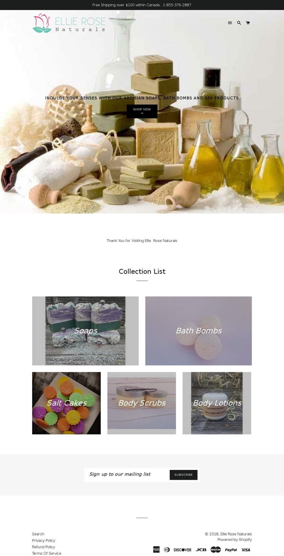 ellierosenaturals.com — Shopify storefront screenshot