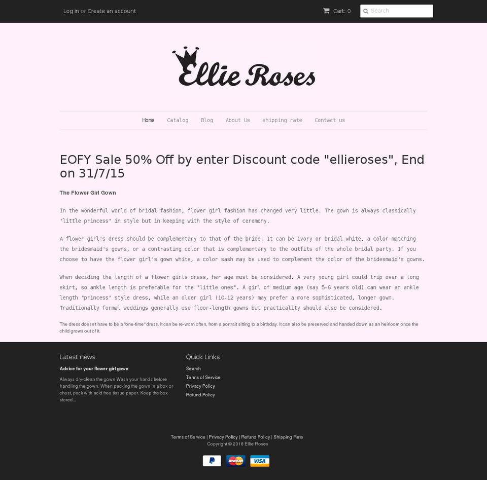 ellieroses.com — Shopify storefront screenshot