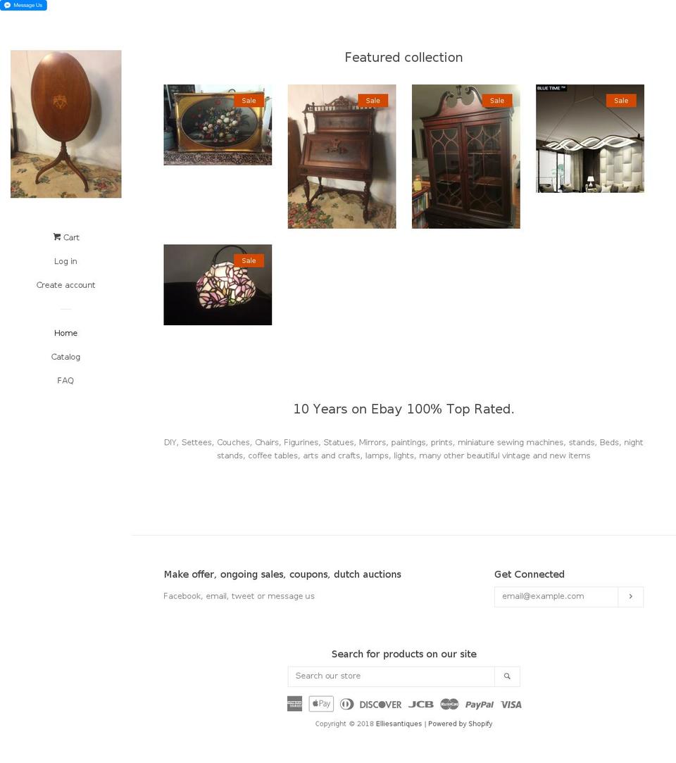 elliesantiques.com — Shopify storefront screenshot