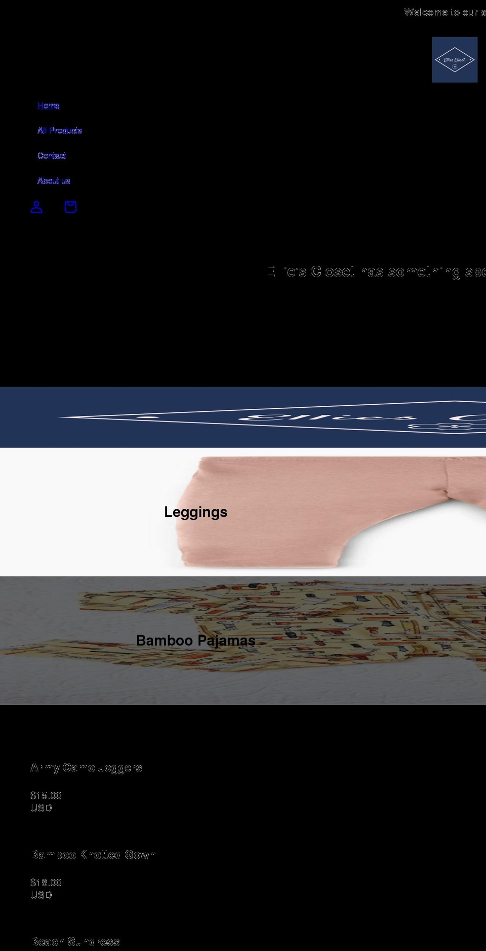 elliesclosets.com shopify website screenshot