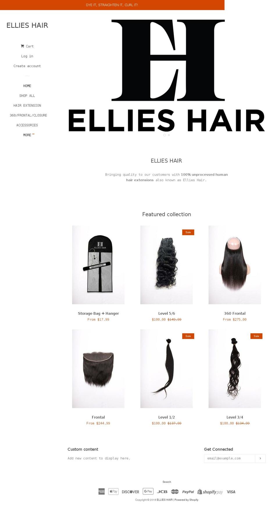 ellieshair.com — Shopify storefront screenshot