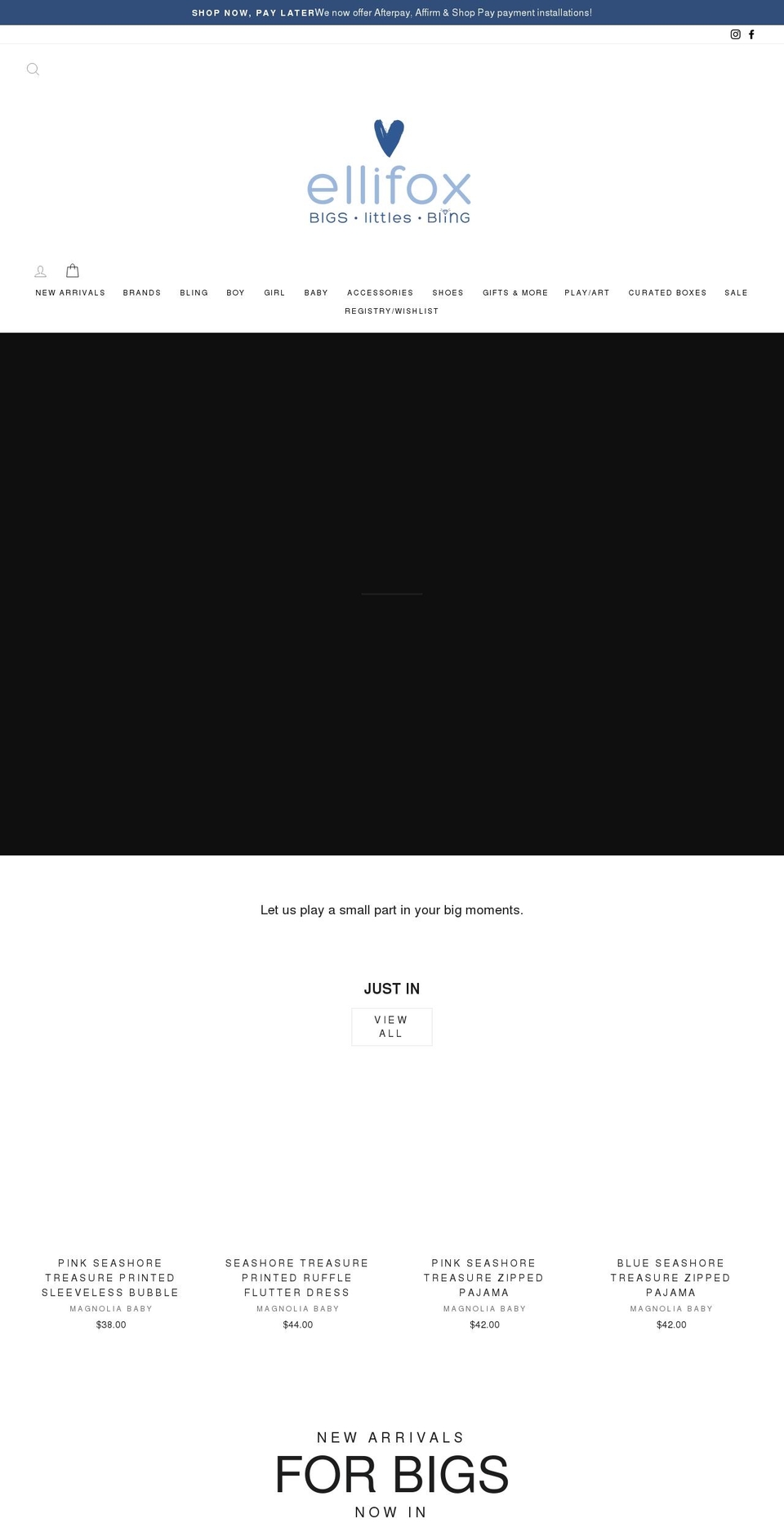 ellifox.com shopify website screenshot