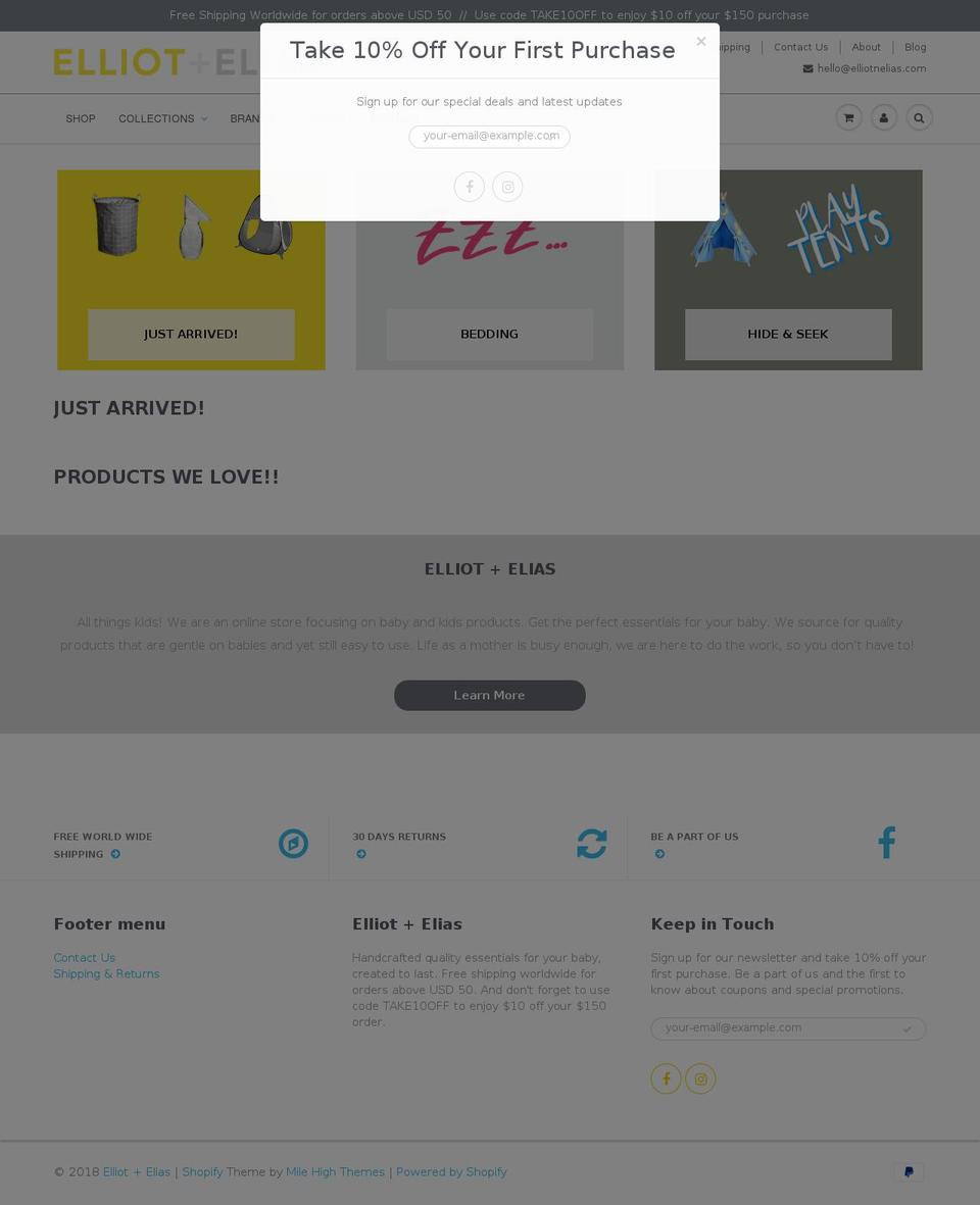 elliotnelias.com — Shopify storefront screenshot